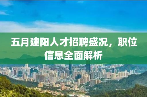 五月建阳人才招聘盛况，职位信息全面解析