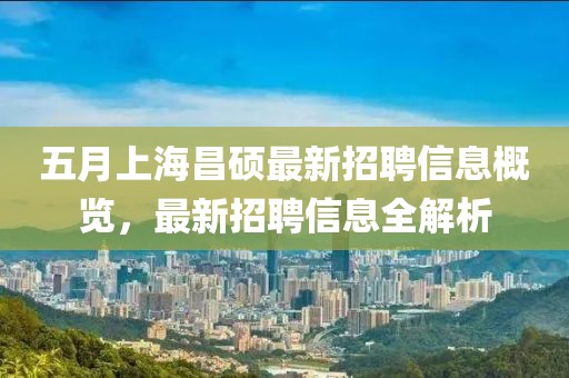 五月上海昌硕最新招聘信息概览，最新招聘信息全解析