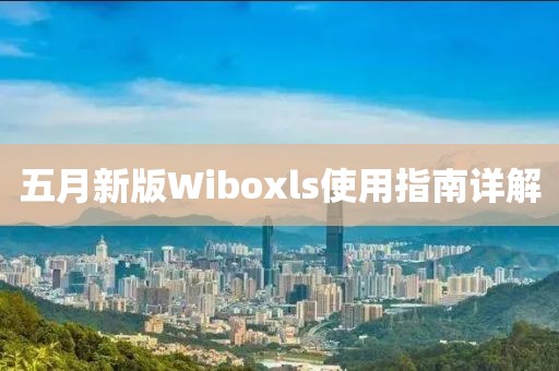 五月新版Wiboxls使用指南详解