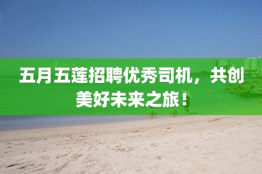 五月五莲招聘优秀司机，共创美好未来之旅！