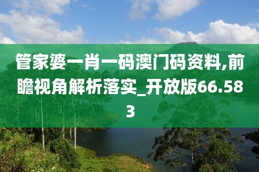 管家婆一肖一码澳门码资料,前瞻视角解析落实_开放版66.583