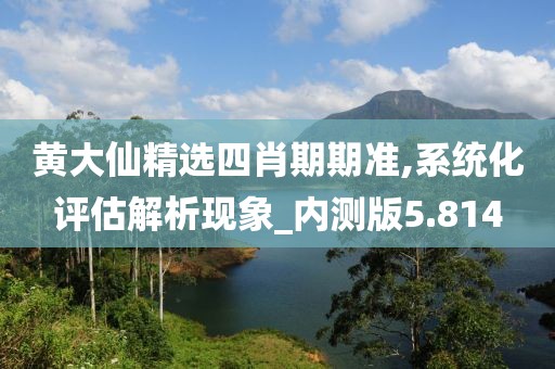 黄大仙精选四肖期期准,系统化评估解析现象_内测版5.814
