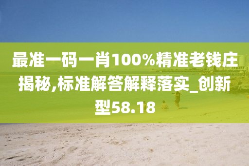 最准一码一肖100%精准老钱庄揭秘,标准解答解释落实_创新型58.18