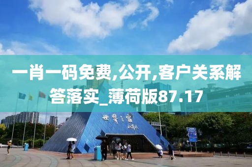 一肖一码免费,公开,客户关系解答落实_薄荷版87.17