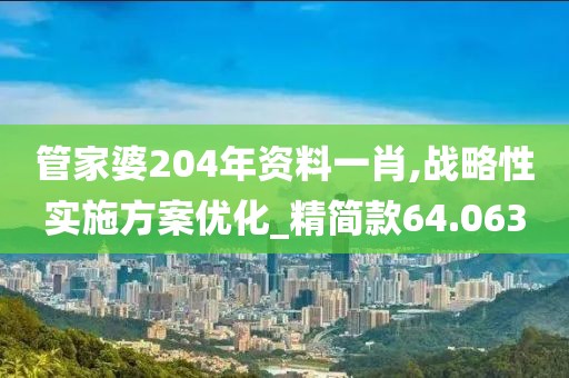 管家婆204年资料一肖,战略性实施方案优化_精简款64.063
