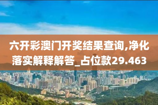 六开彩澳门开奖结果查询,净化落实解释解答_占位款29.463