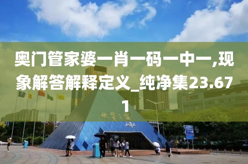 奥门管家婆一肖一码一中一,现象解答解释定义_纯净集23.671