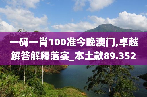 一码一肖100准今晚澳门,卓越解答解释落实_本土款89.352