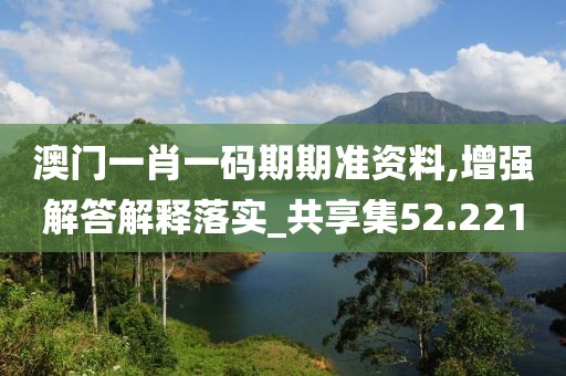 澳门一肖一码期期准资料,增强解答解释落实_共享集52.221