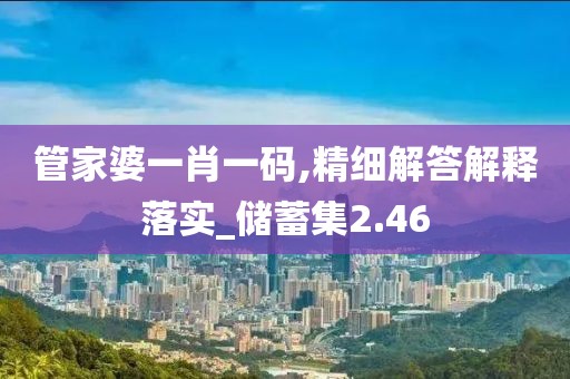 管家婆一肖一码,精细解答解释落实_储蓄集2.46