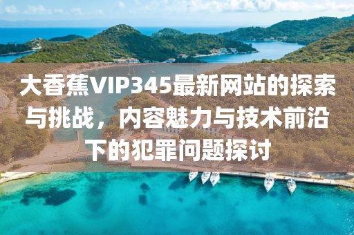 大香蕉VIP345最新网站的探索与挑战，内容魅力与技术前沿下的犯罪问题探讨