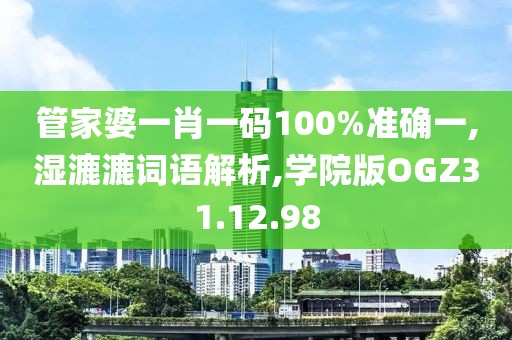 管家婆一肖一码100%准确一,湿漉漉词语解析,学院版OGZ31.12.98